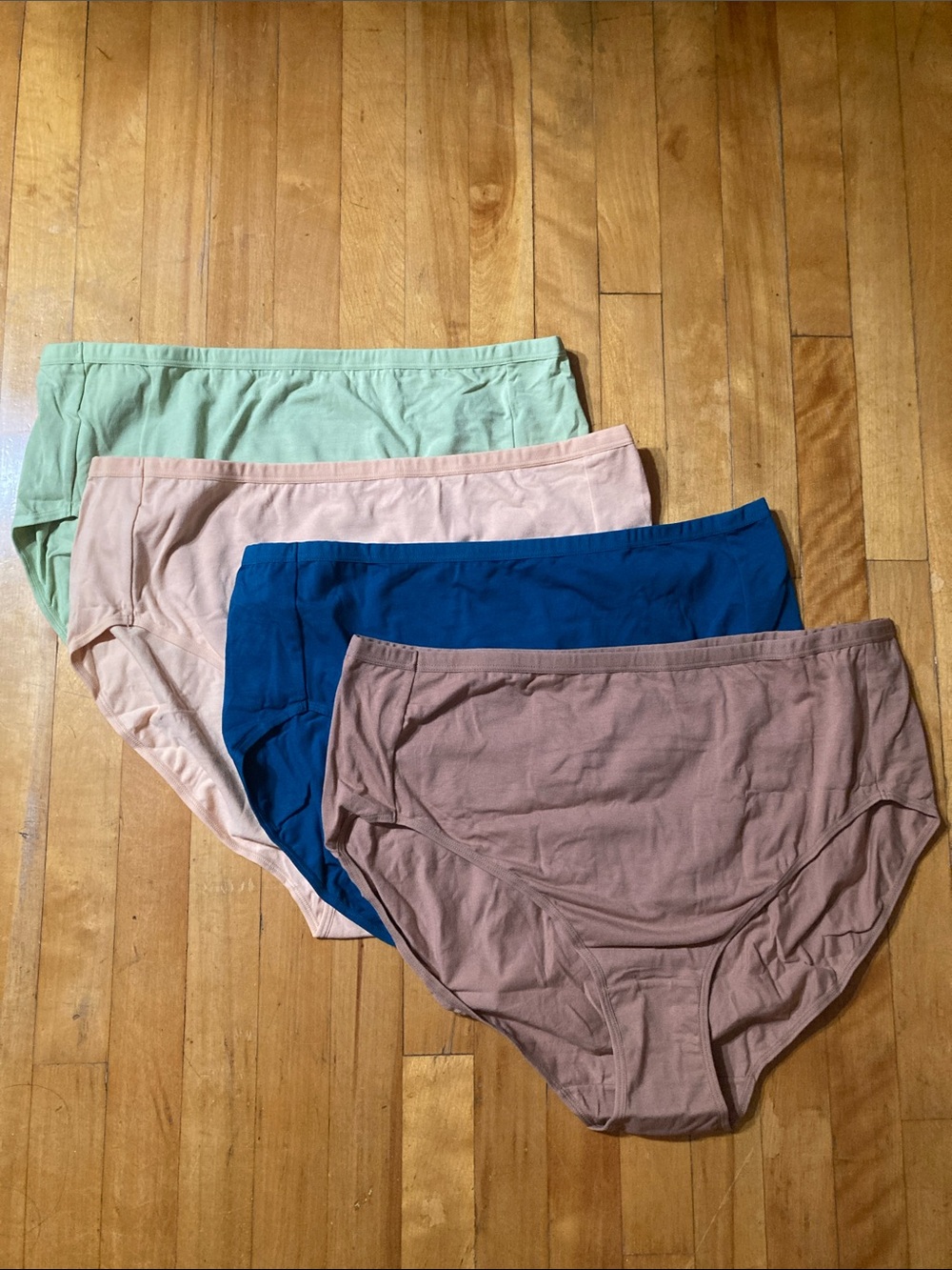 NEW 4-Pack Cotton High Waist Panties — Rust, Blue, Nude & Green